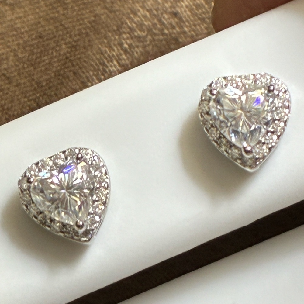 Sale! Solid Moissanite Screw Back Solid Sterling … - image 3